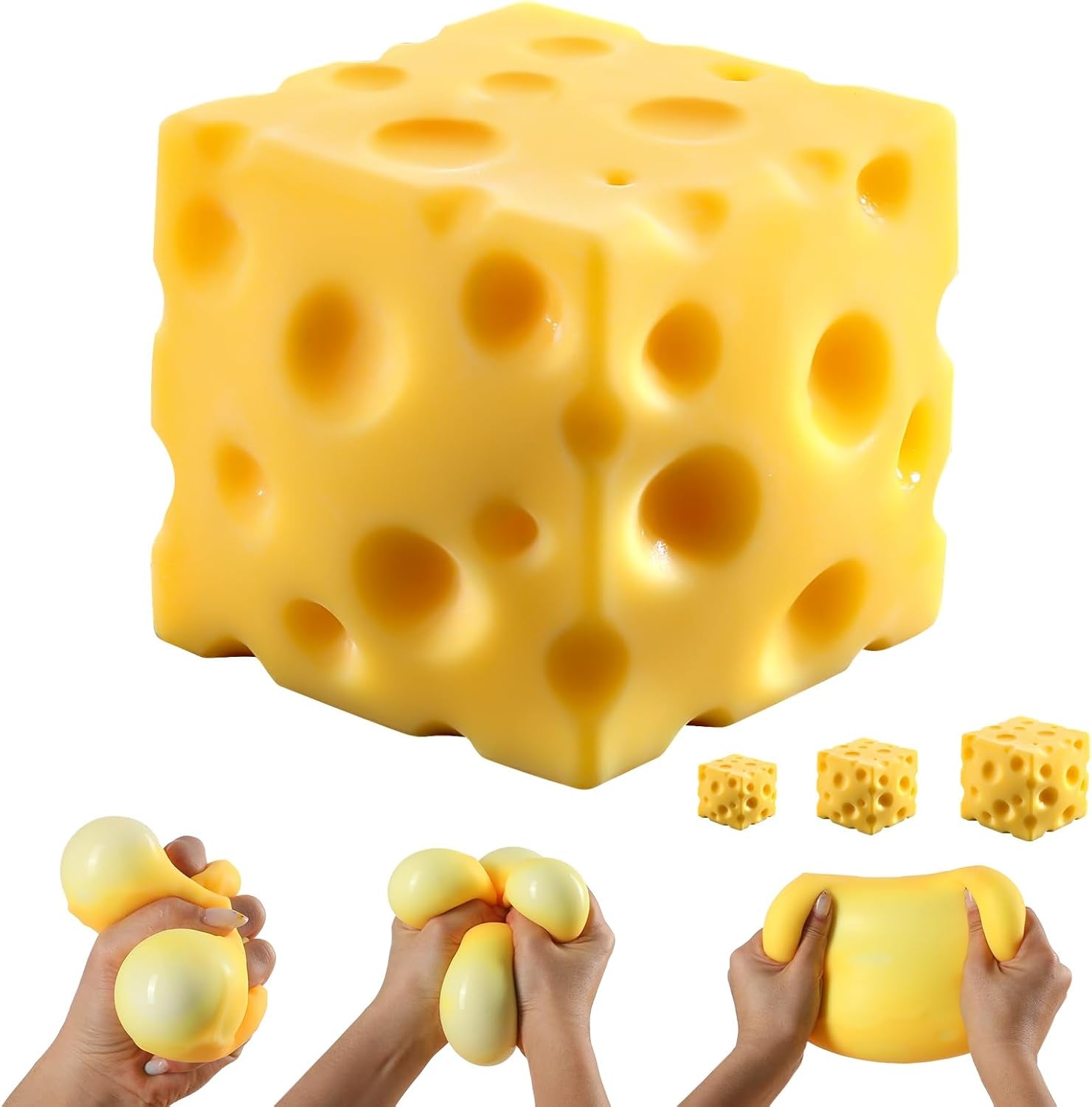 Cheese Squishy Cube Block(Yellow 2.4 In)