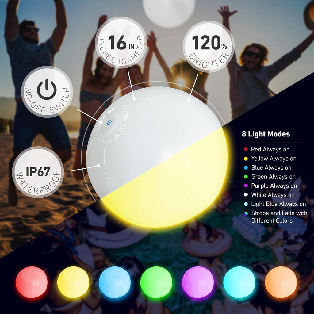 Pool Toys - 16" Light up Beach Ball