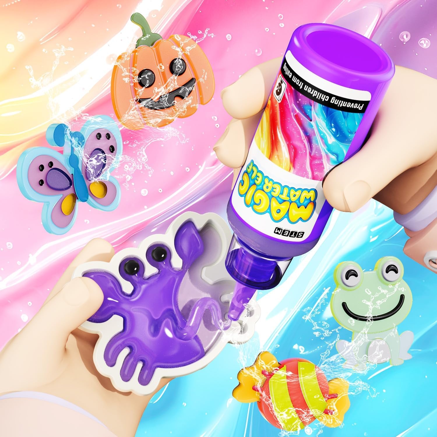 Aqua Fairy Water Gel Kit 12 Magic Gels &12 Molds Make Your Own Water Pets
