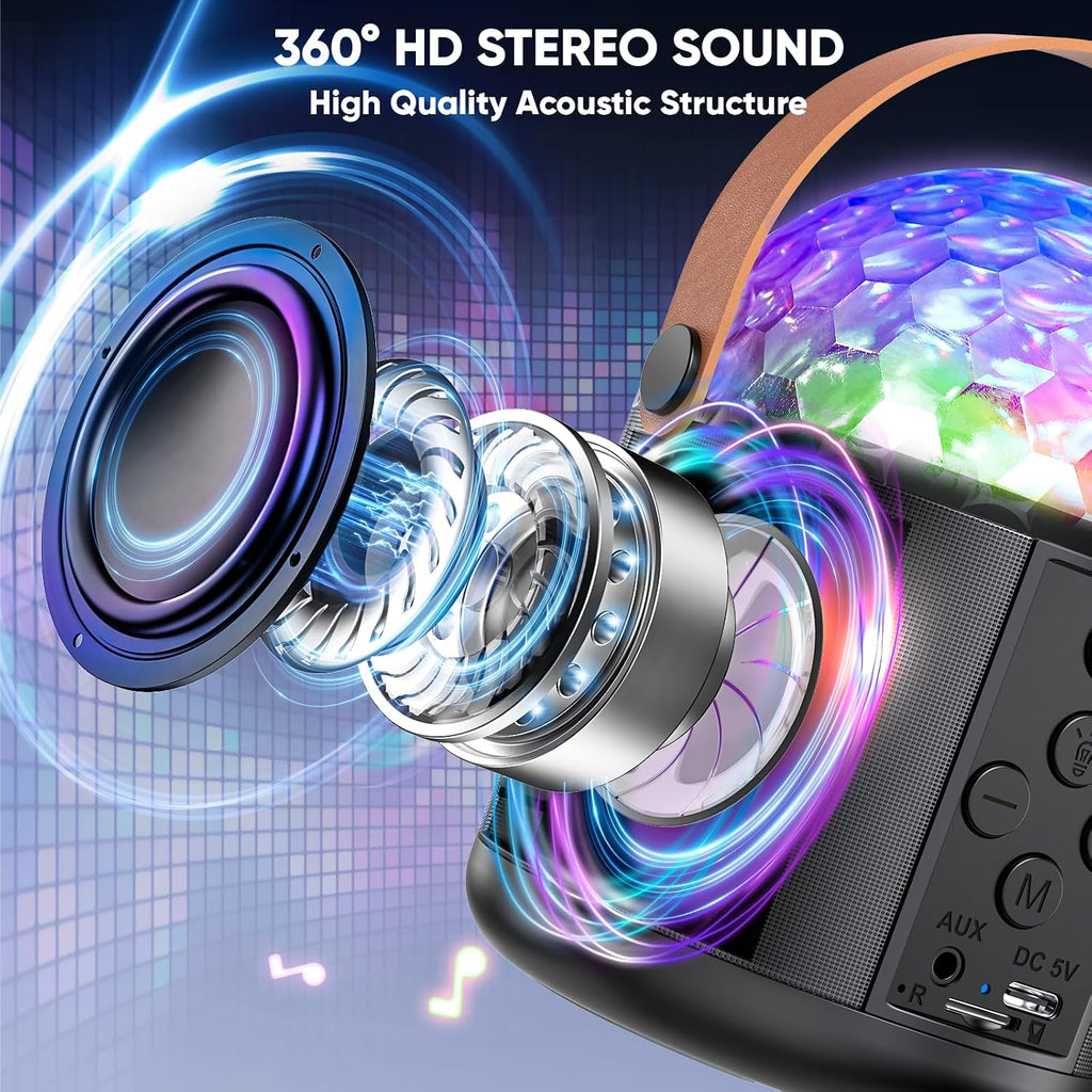 Portable Bluetooth Speaker with 2 Wireless Microphones