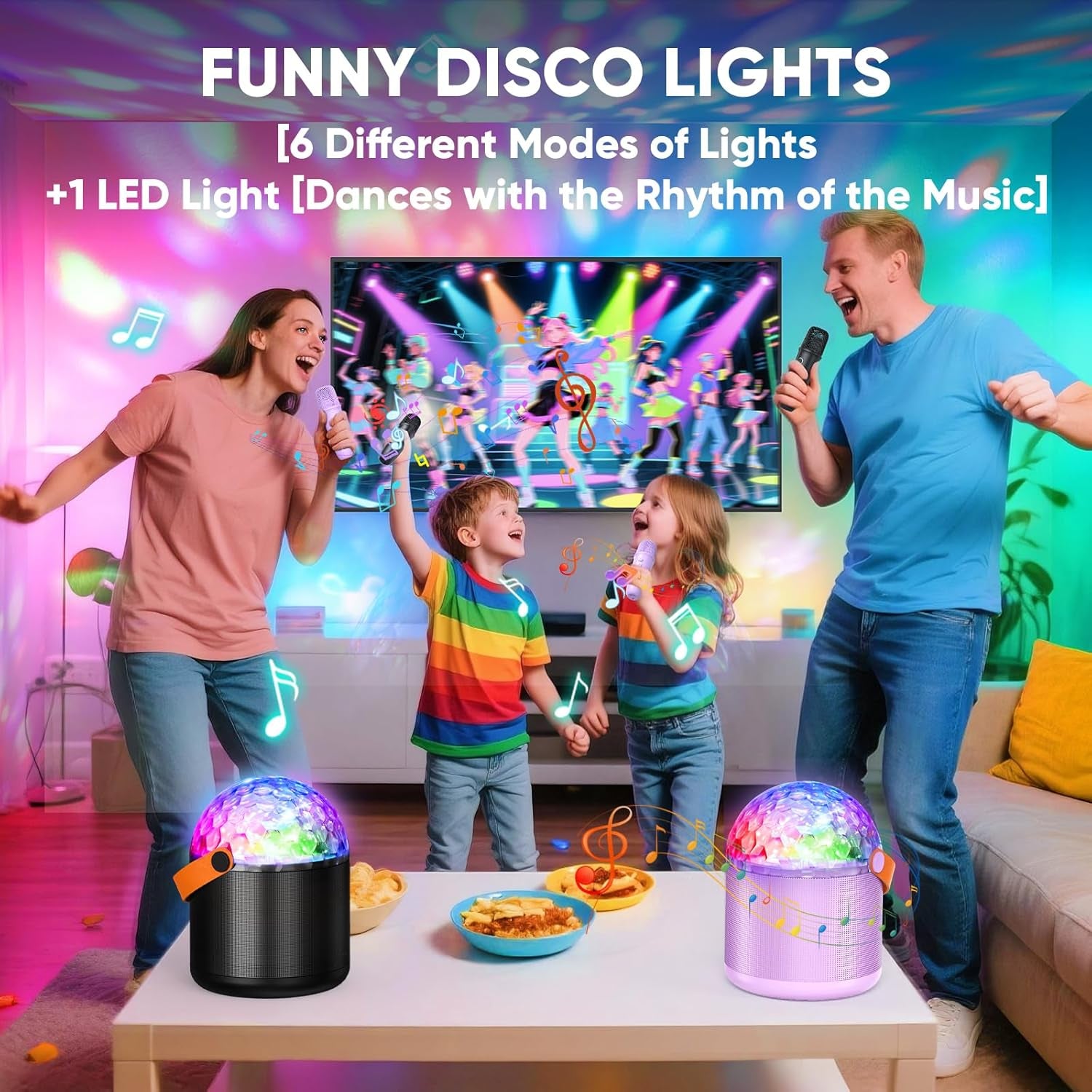 Portable Bluetooth Speaker with 2 Wireless Microphones