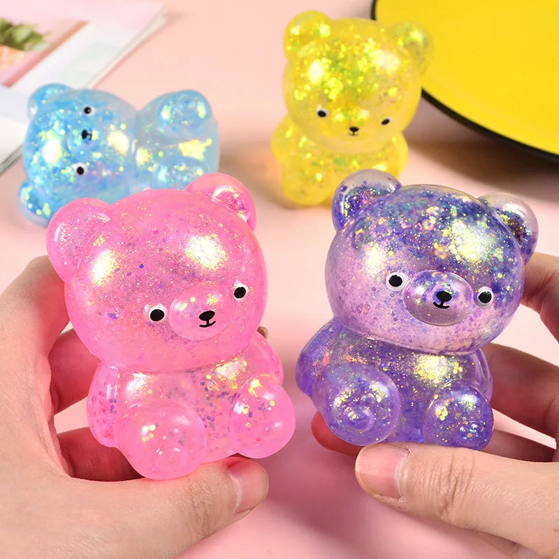 Fidget Bear Toy Squishys Glitter Gummy Bear Needoh 