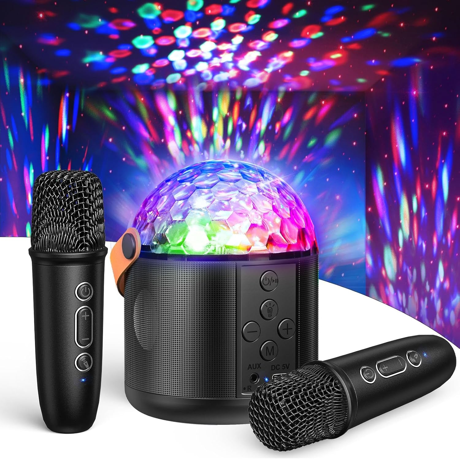 Portable Bluetooth Speaker with 2 Wireless Microphones