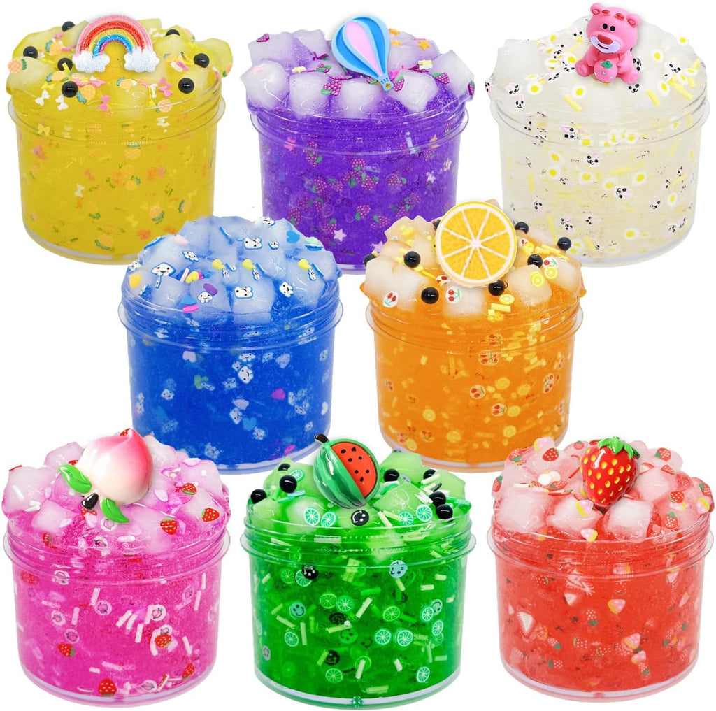 Jelly Cube Clear Slime Kit 8 Pack for Kids