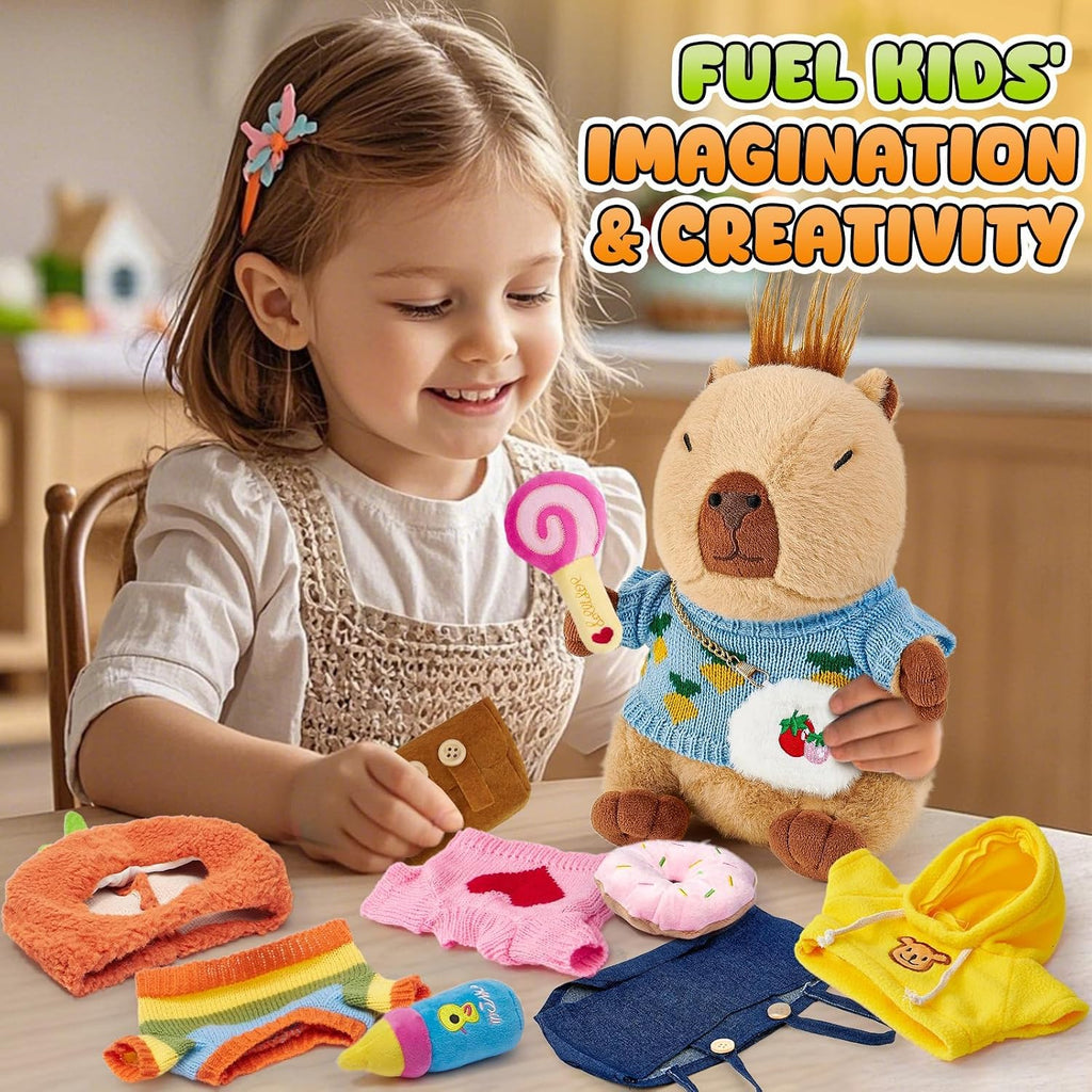 13 PCS Capybara Plush with Clothes & Accessories