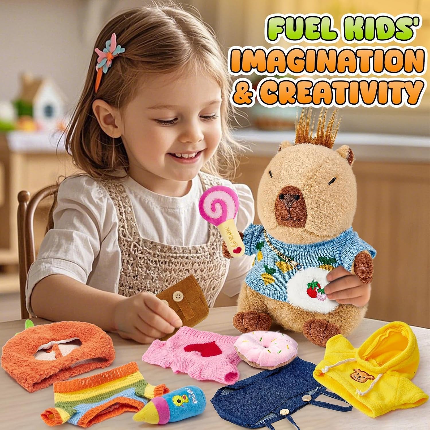 13 PCS Capybara Plush with Clothes & Accessories