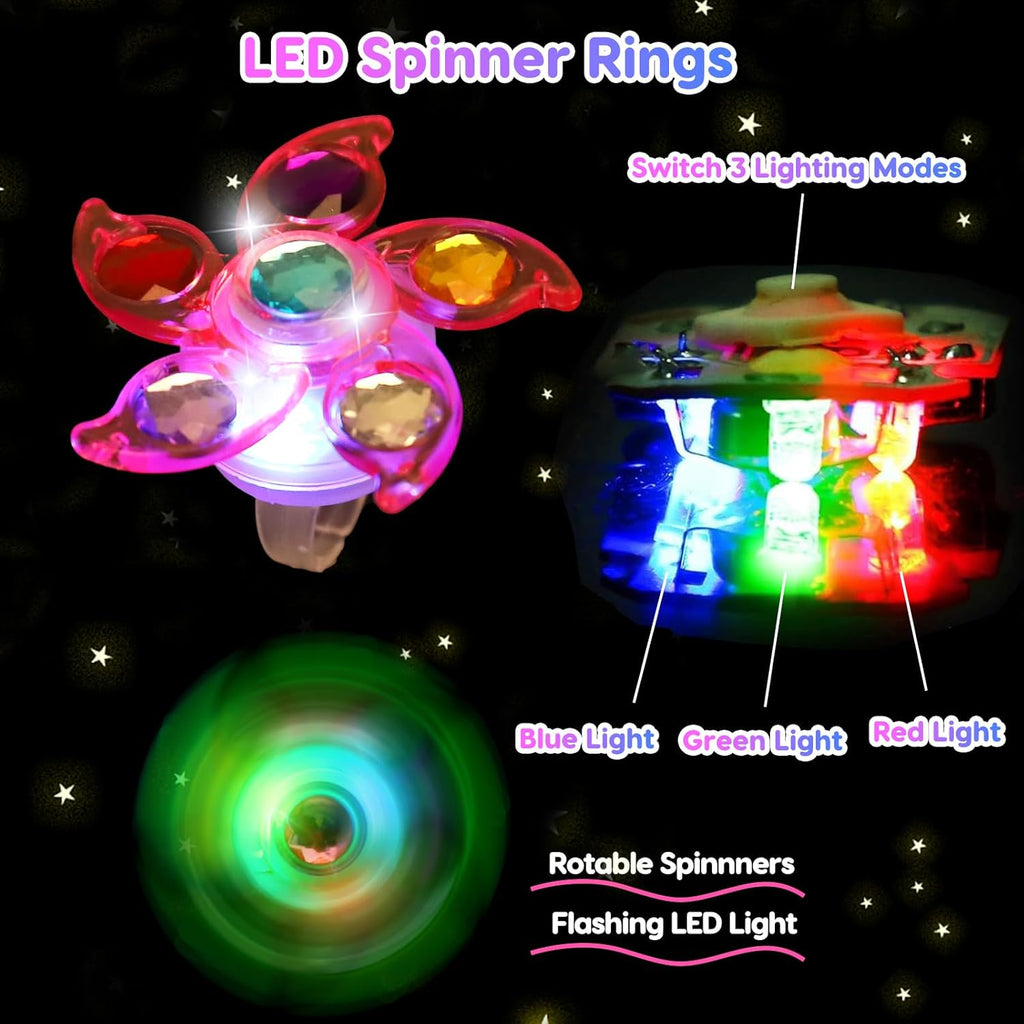 24PCS LED Light up Fidget Spinner Rings Glow 