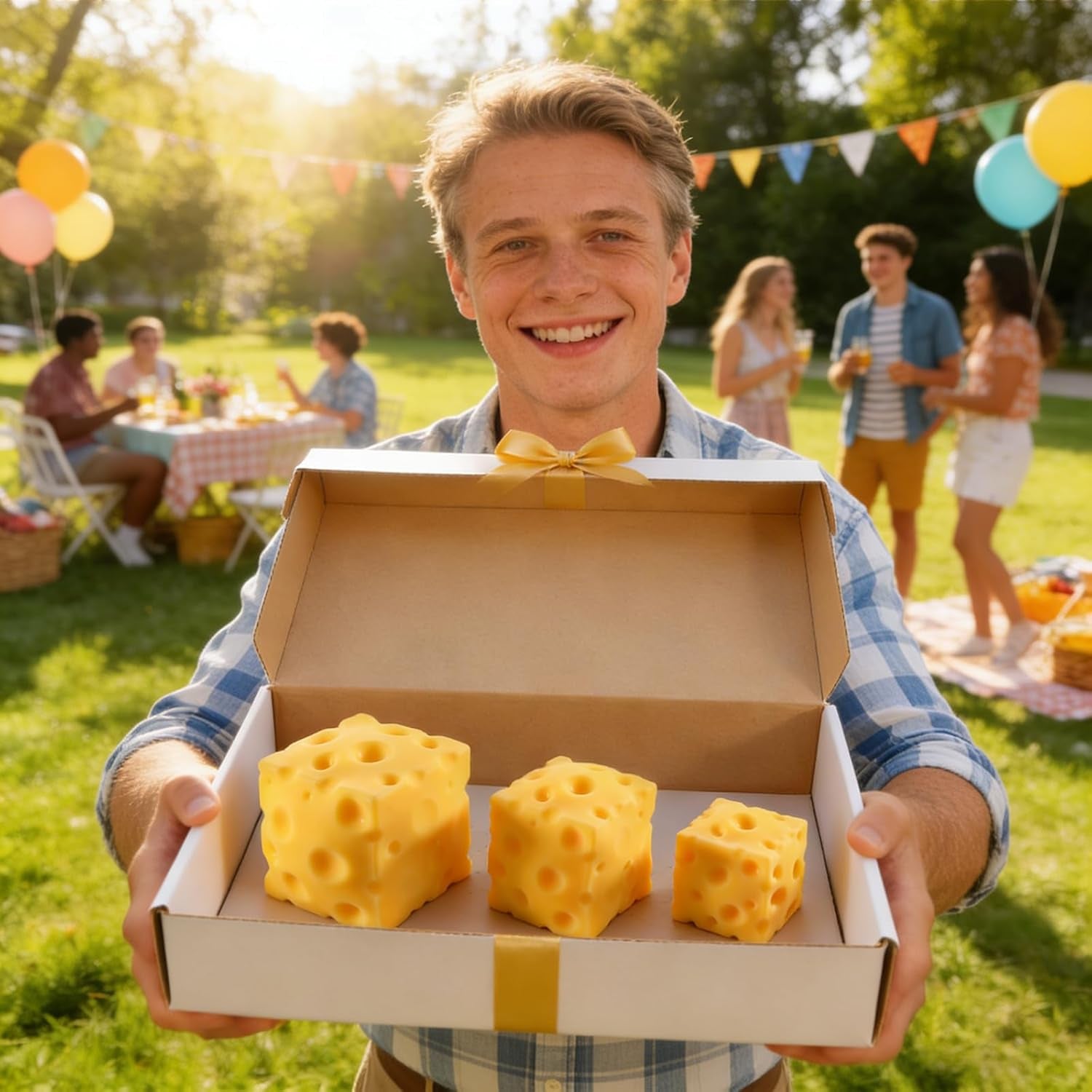 Cheese Squishy Cube Block(Yellow 2.4 In)