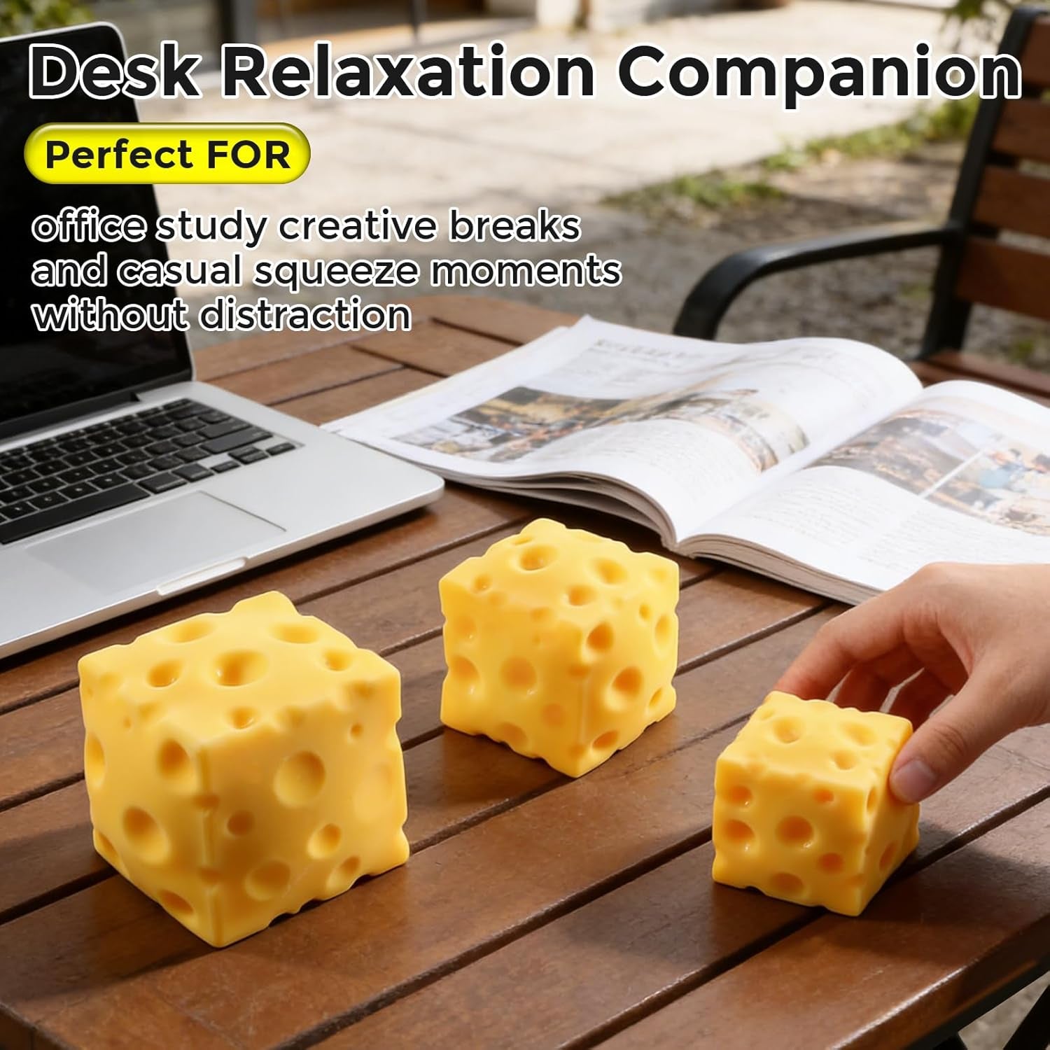 Cheese Squishy Cube Block(Yellow 2.4 In)