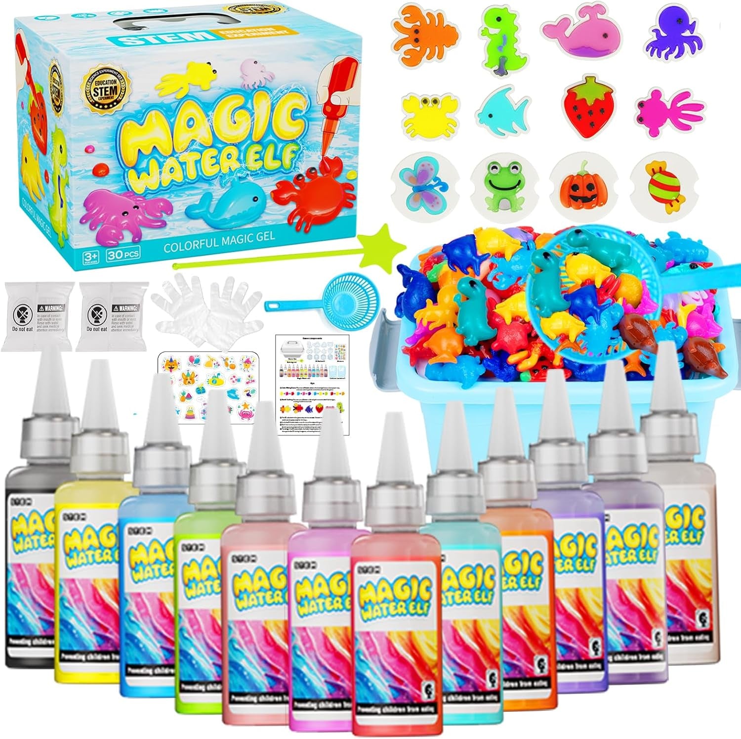 Aqua Fairy Water Gel Kit 12 Magic Gels &12 Molds Make Your Own Water Pets