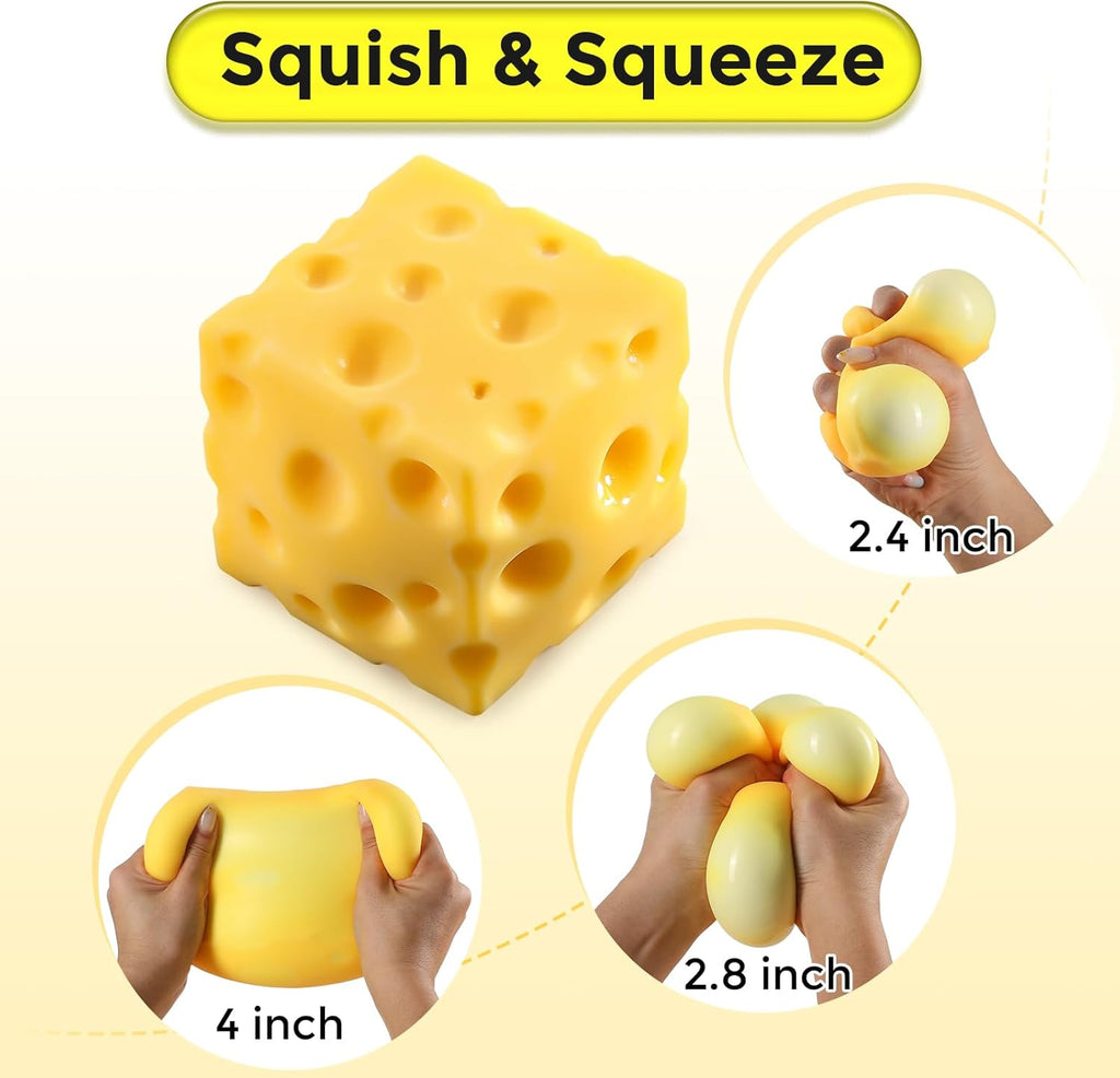 Cheese Squishy Cube Block(Yellow 2.4 In)