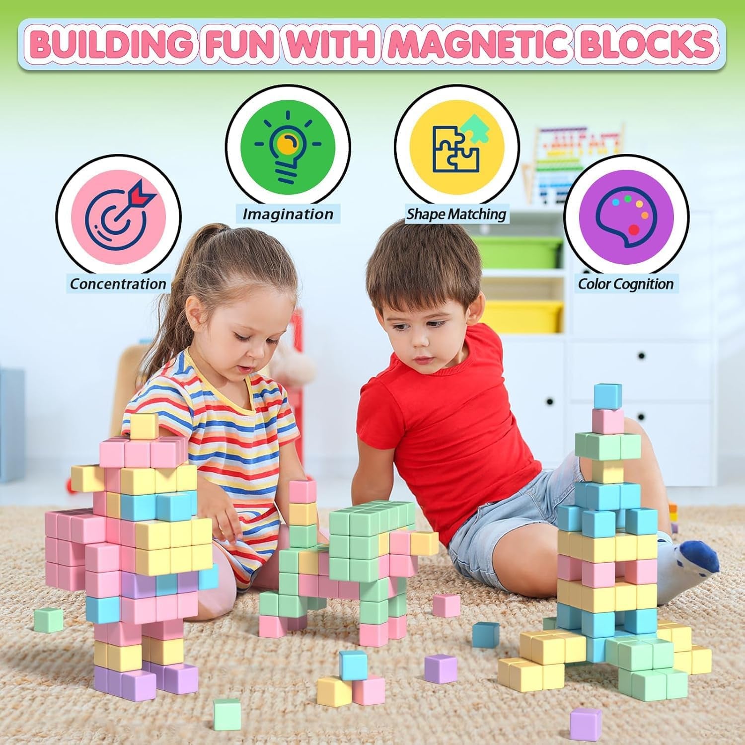 45PCS Magnetic Blocks - Toddler Girl Toys