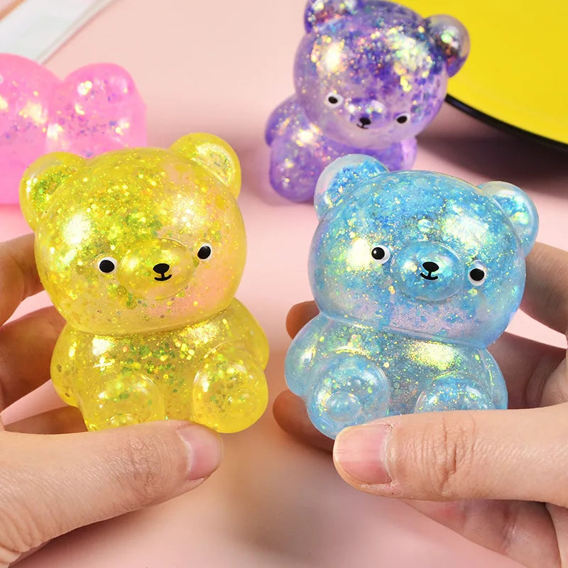 Fidget Bear Toy Squishys Glitter Gummy Bear Needoh 