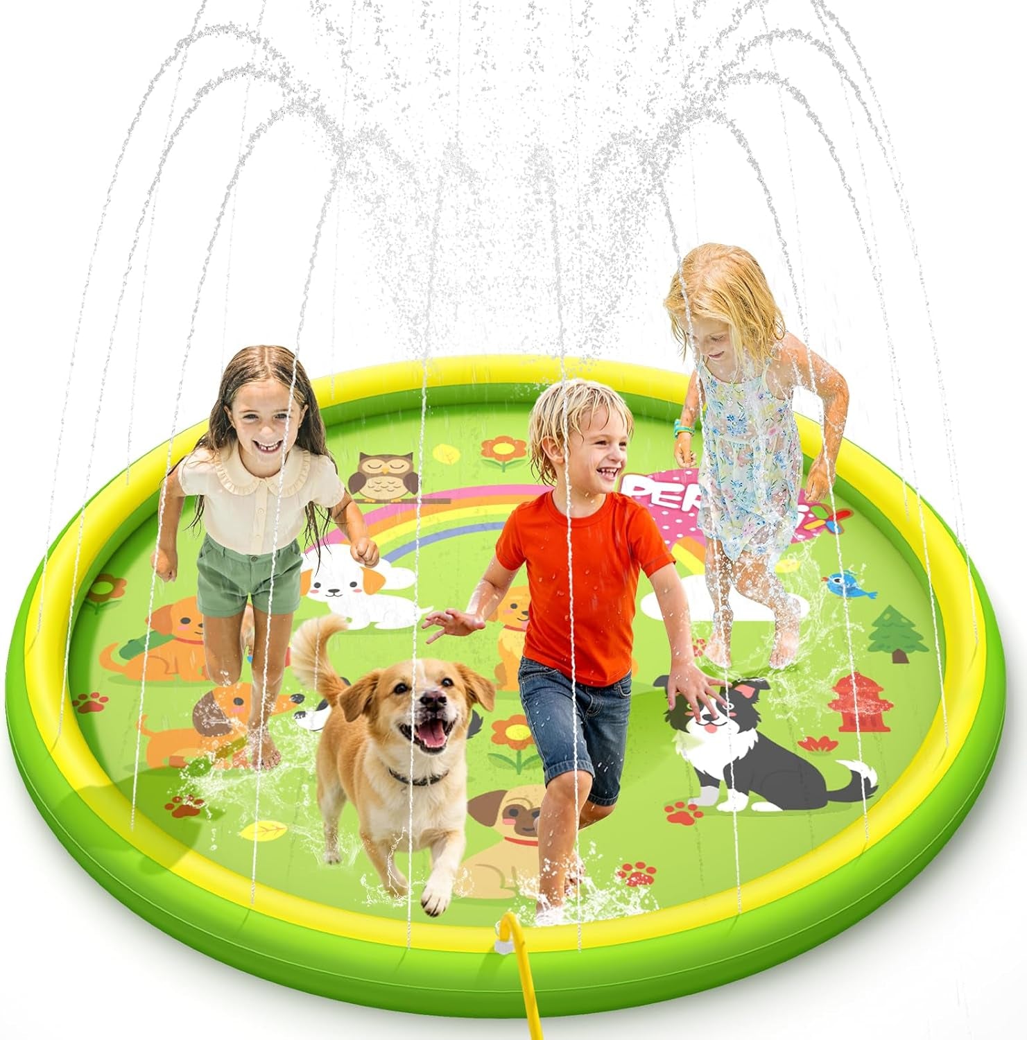 Splash Pads for Toddlers, 67" Inflatable Kiddie Sprinkler Mat, Outdoor Toys for Kids, Summer Water Pad for Backyard Garden Lawn, Wading Pool for Child 3 Age+