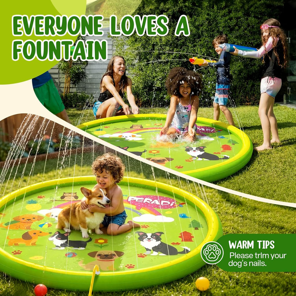 Splash Pads for Toddlers, 67" Inflatable Kiddie Sprinkler Mat, Outdoor Toys for Kids, Summer Water Pad for Backyard Garden Lawn, Wading Pool for Child 3 Age+