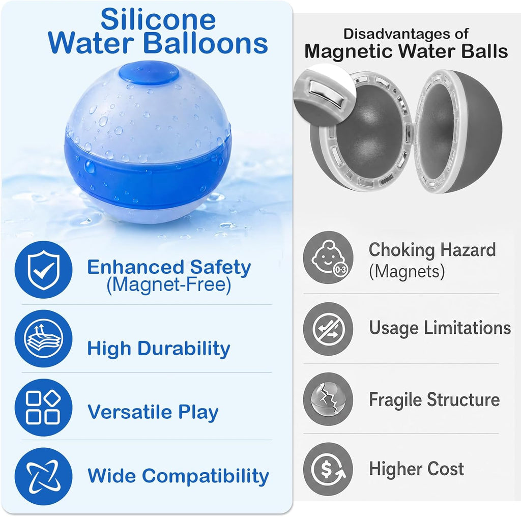 12 Pcs Reusable Water Balloons,Refillable Silicone Water Toys