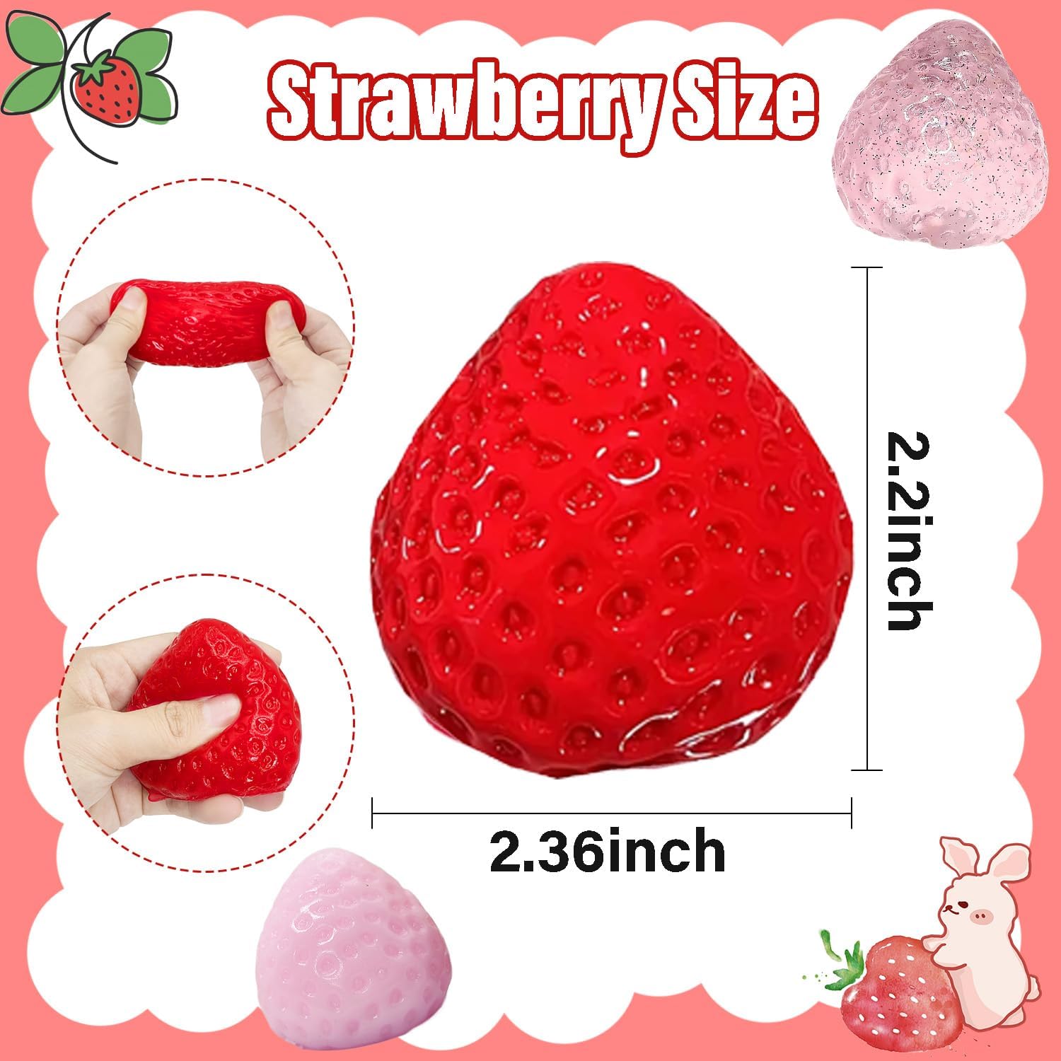 3Pcs Big Squishies Strawberry Toys