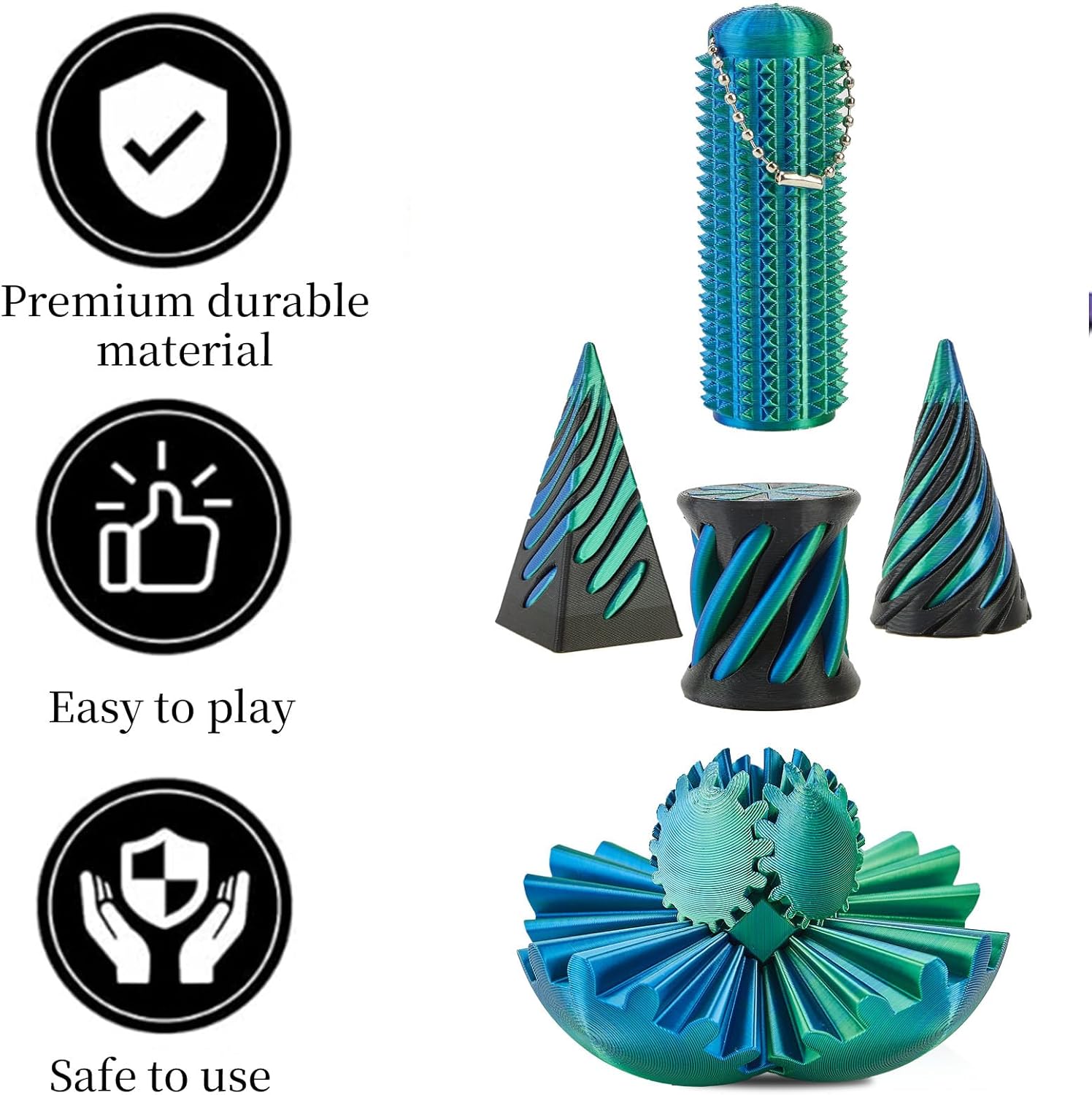  5 Pack 3D Printed Spiral Cone Fidget Toys