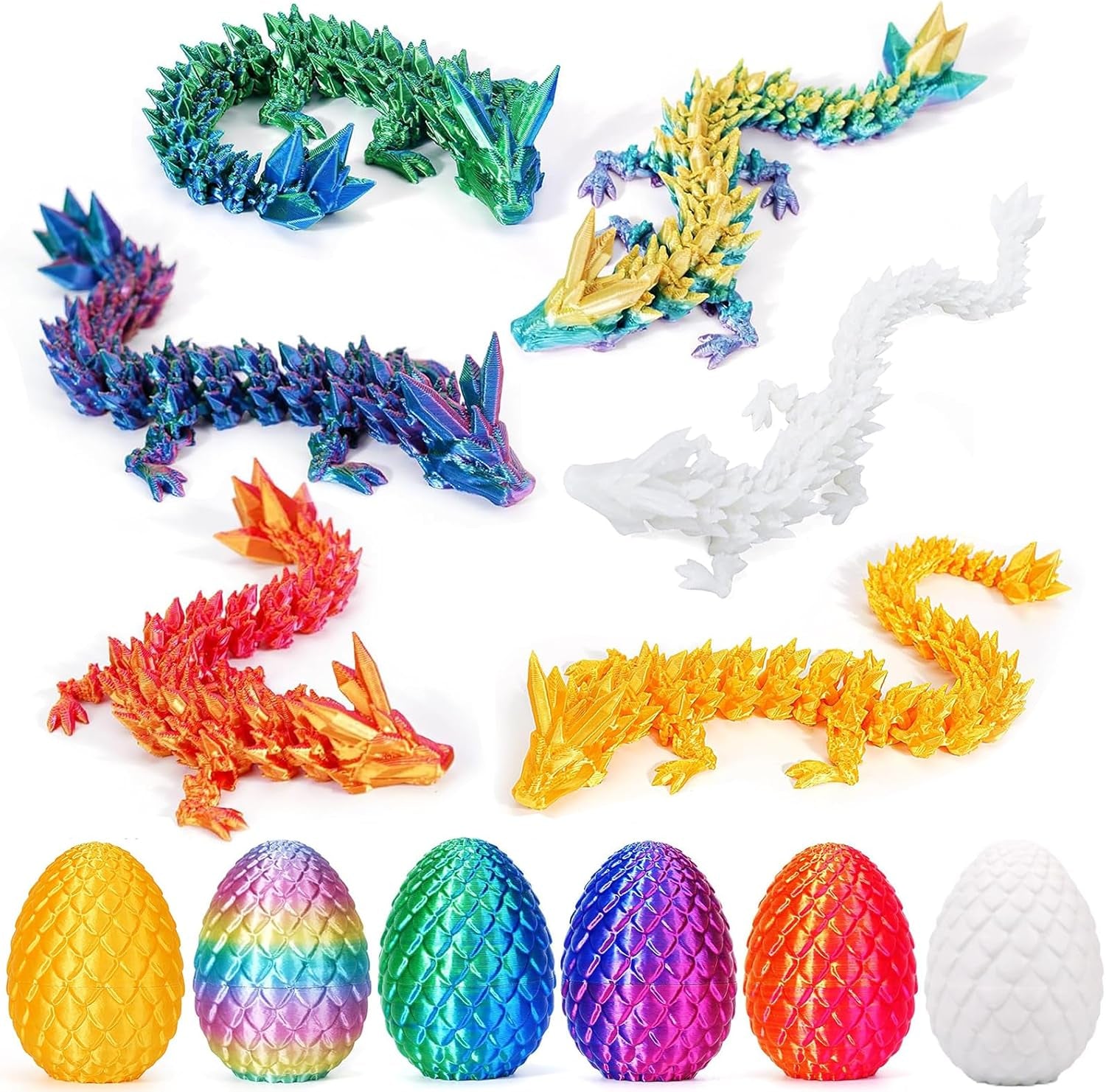 6 Pcs 3D Printed Dragon Eggs with Dragon Inside 