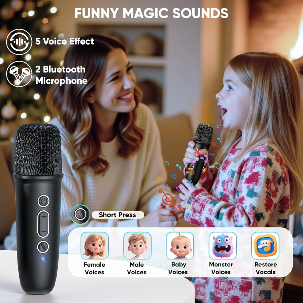 Portable Bluetooth Speaker with 2 Wireless Microphones