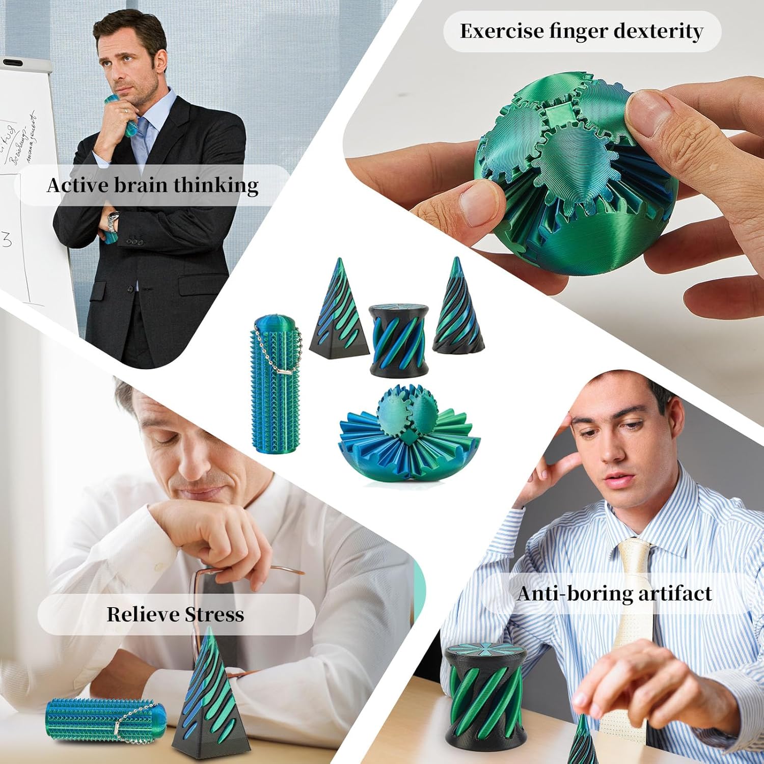  5 Pack 3D Printed Spiral Cone Fidget Toys
