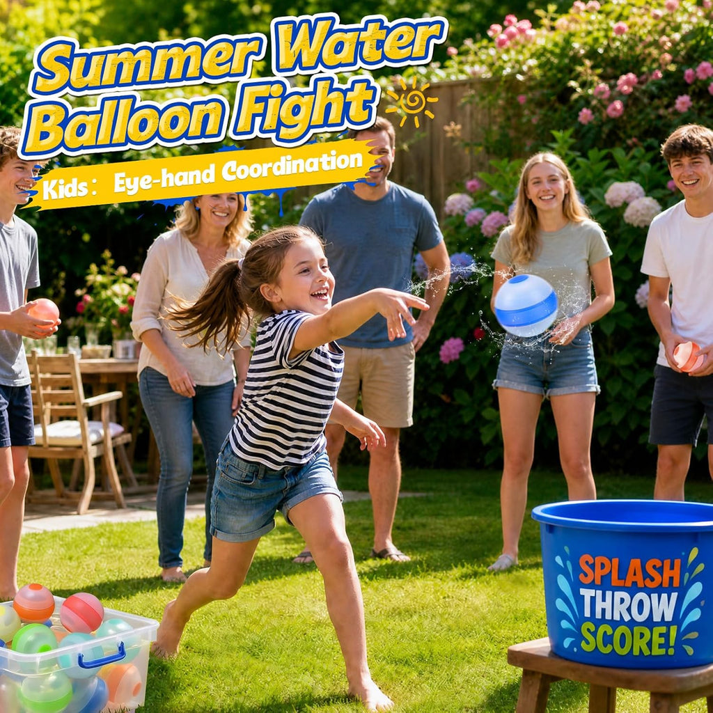 12 Pcs Reusable Water Balloons,Refillable Silicone Water Toys