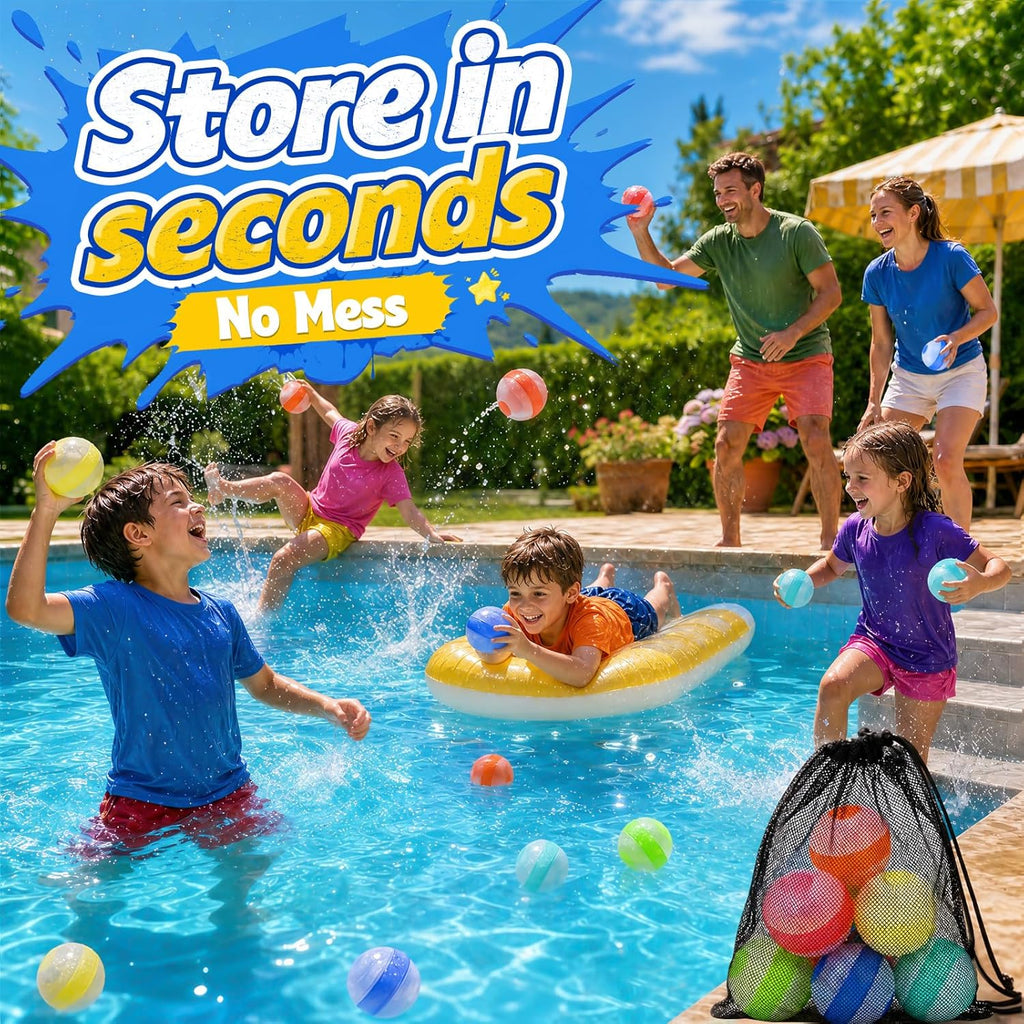 12 Pcs Reusable Water Balloons,Refillable Silicone Water Toys