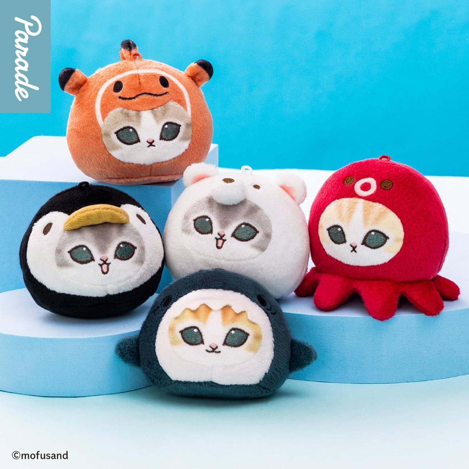 Mofusand Marine Life Meow Face Plush Blind Box – 5 Variations (Receive 1 Random), Kawaii Cat Collectible Plush Keychain for Adults & Pop Culture Fans