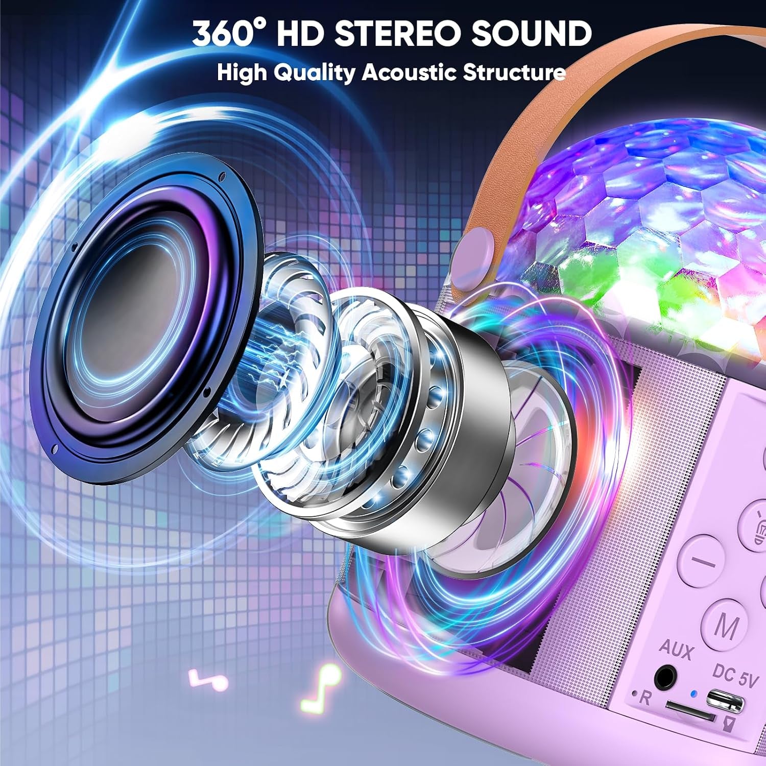 Portable Bluetooth Speaker with Disco LED Light