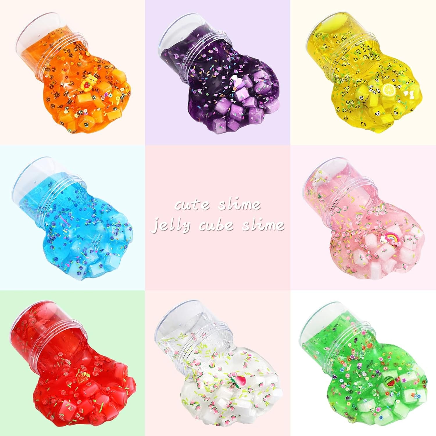 Jelly Cube Clear Slime Kit 8 Pack for Kids
