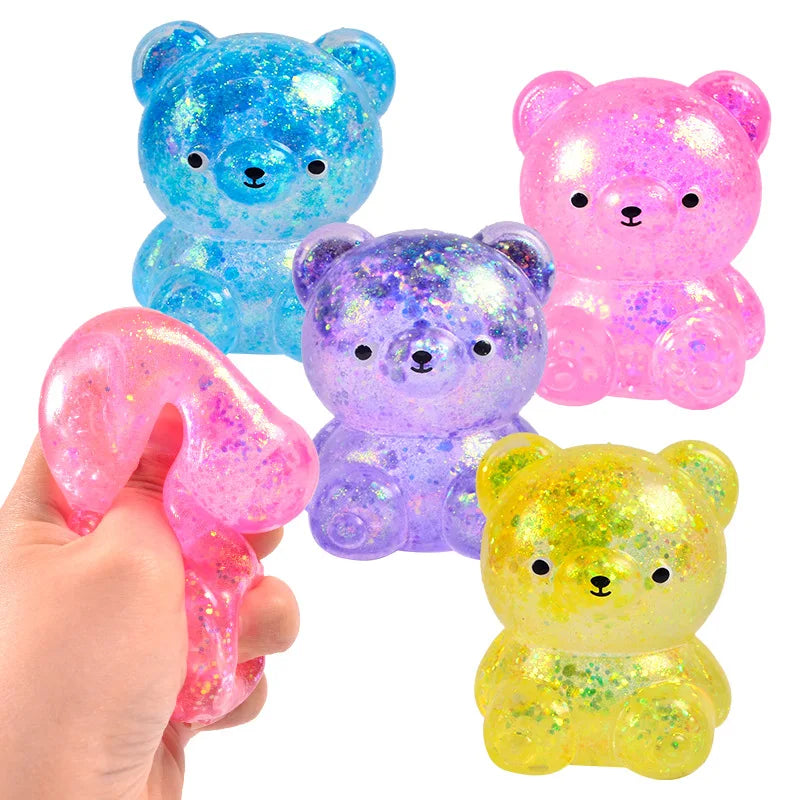 Fidget Bear Toy Squishys Glitter Gummy Bear Needoh 