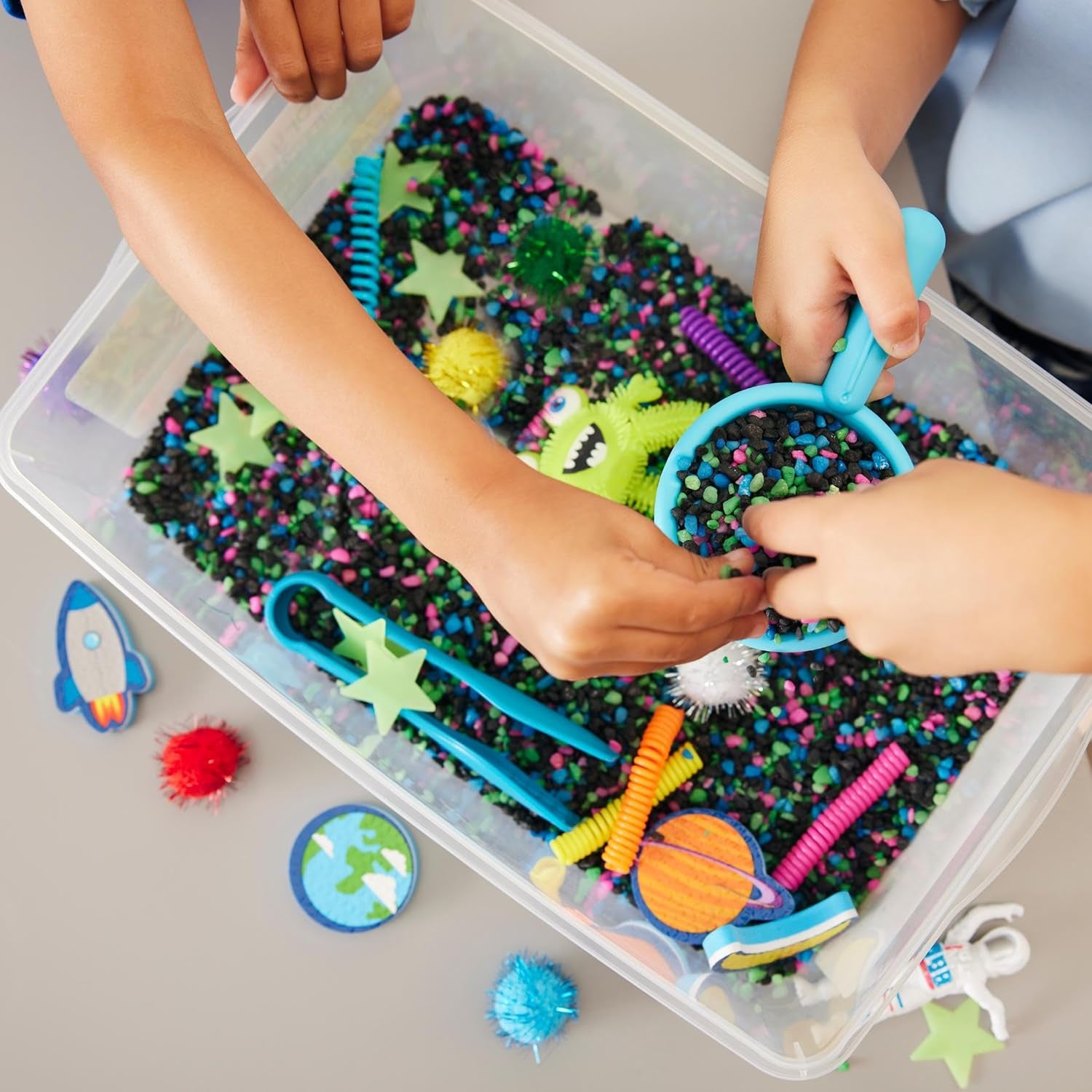 Sensory Bin: Outer Space Toys 
