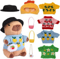 Cute Capybara Plush with 9 Pcs Clothes & Accessories