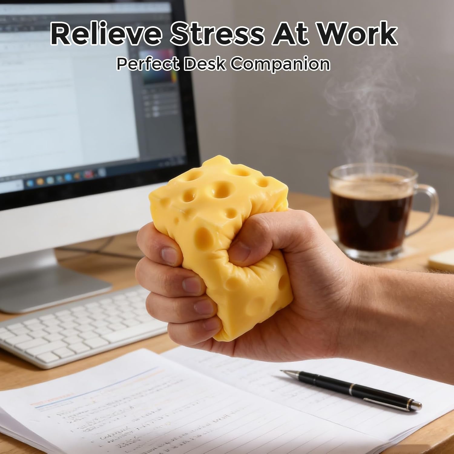 Cheese Squishy Cube Block(Yellow 2.4 In)