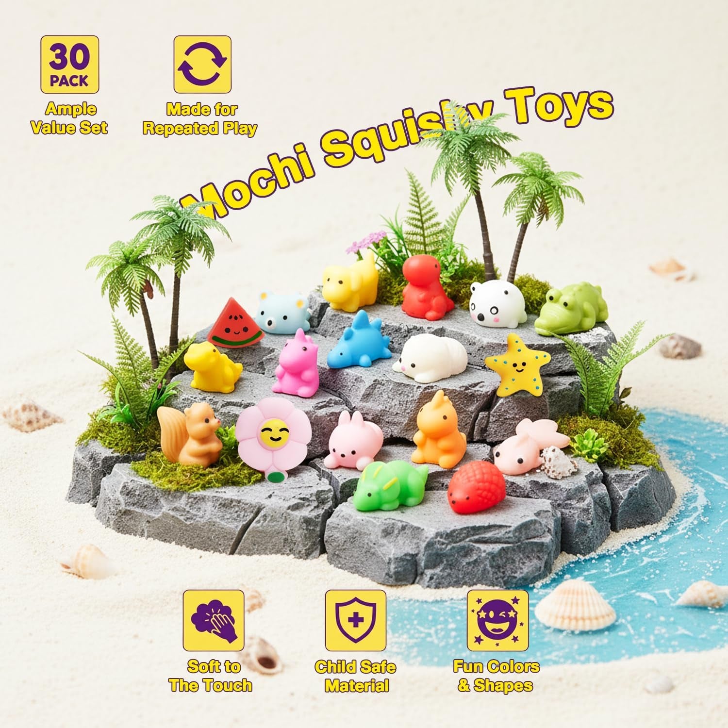 30 Pack Mochi Squishy Toys
