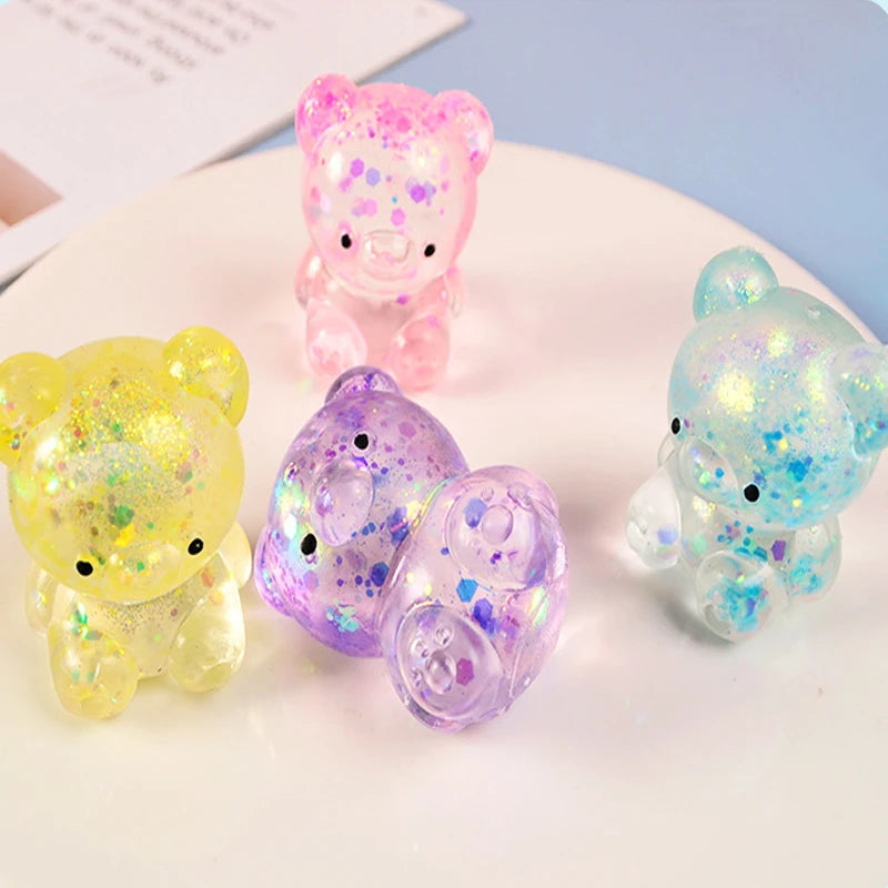 Fidget Bear Toy Squishys Glitter Gummy Bear Needoh 