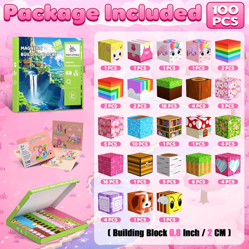Magnetic Blocks, 100PCS Magnetic Building Blocks