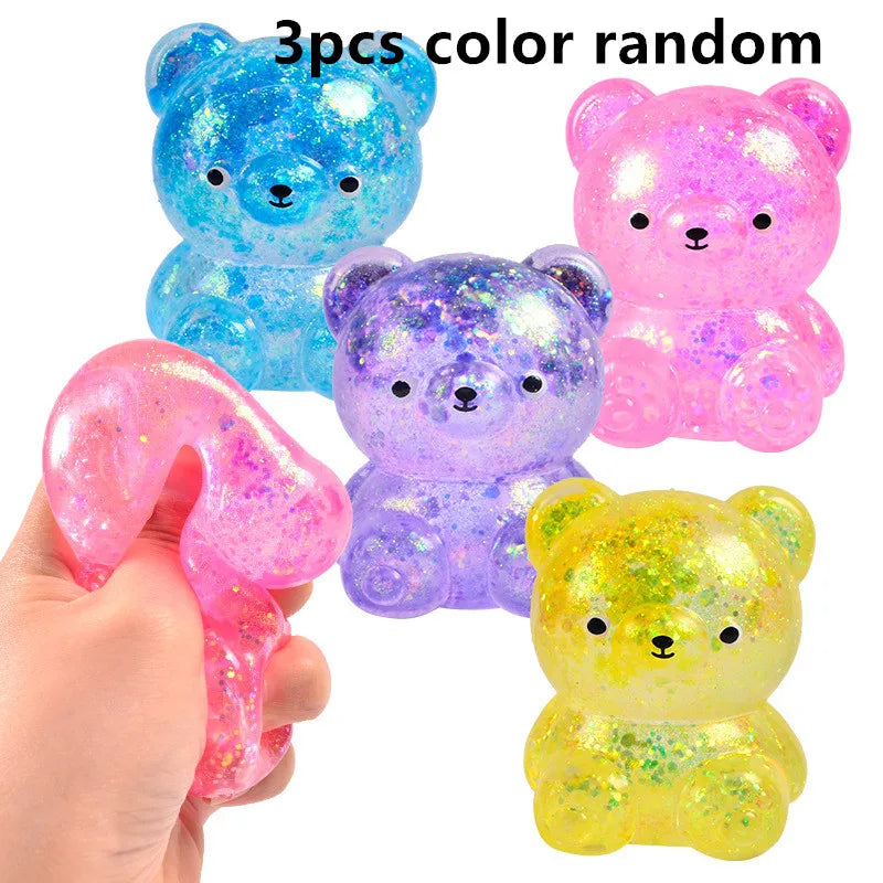 Fidget Bear Toy Squishys Glitter Gummy Bear Needoh 