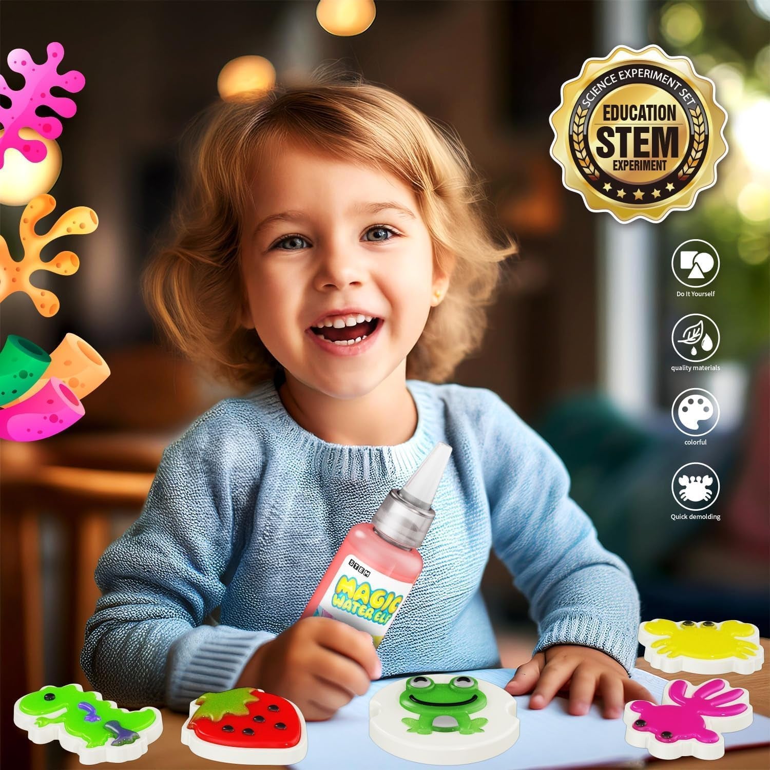 Aqua Fairy Water Gel Kit 12 Magic Gels &12 Molds Make Your Own Water Pets