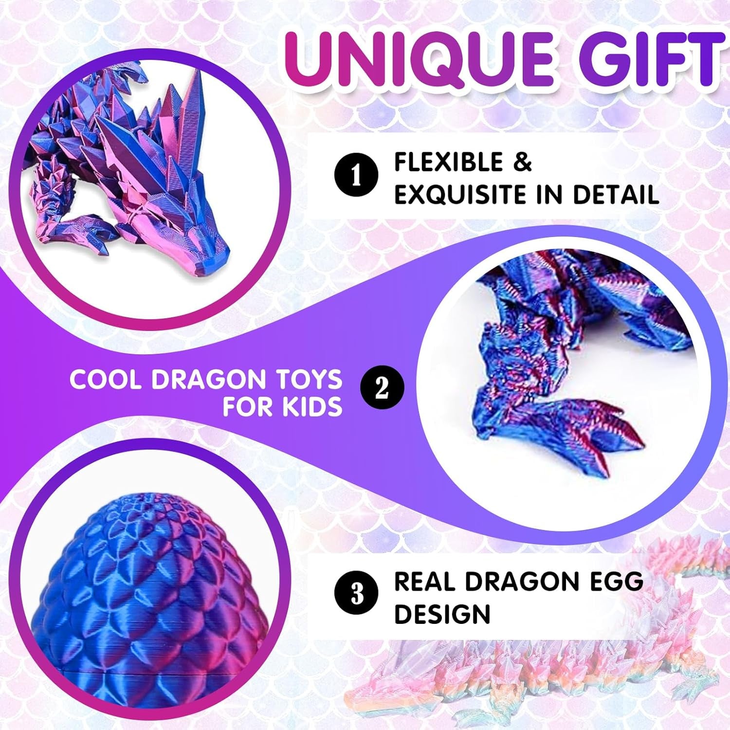 6 Pcs 3D Printed Dragon Eggs with Dragon Inside 