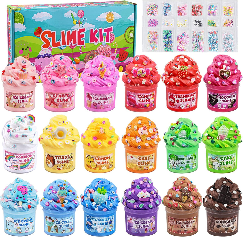18 Pack Slimes, Slime Kids, Butter Cloud Slime Kit for Girls Ages 8-12, Toys for Girls and Boys, Slime Party Favors Goodie Bag Stuffers, 4 5 6 7 8 9 10 Year Old Girl Birthday Gift Cute Stuff