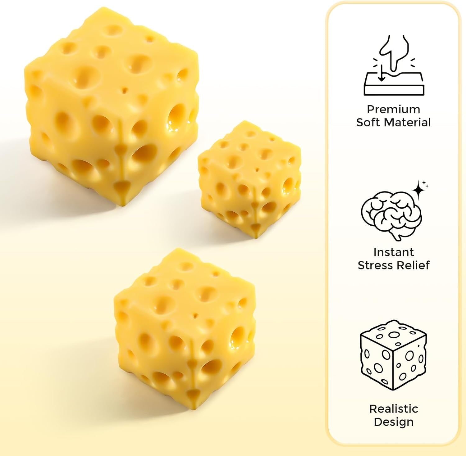 Cheese Squishy Cube Block(Yellow 2.4 In)
