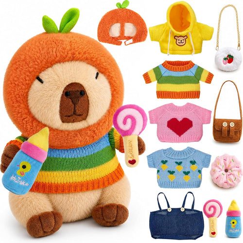 13 PCS Capybara Plush with Clothes & Accessories