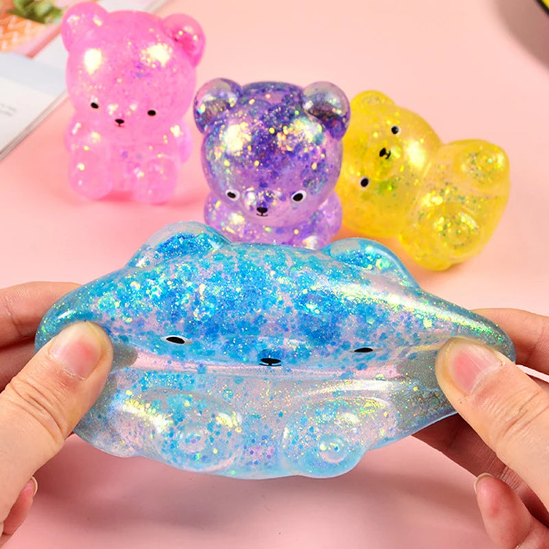 Fidget Bear Toy Squishys Glitter Gummy Bear Needoh 