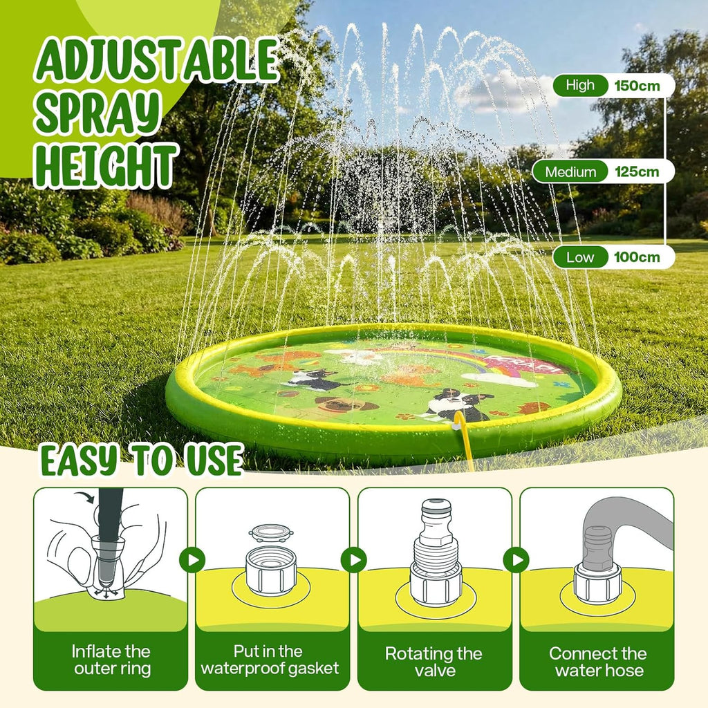 Splash Pads for Toddlers, 67" Inflatable Kiddie Sprinkler Mat, Outdoor Toys for Kids, Summer Water Pad for Backyard Garden Lawn, Wading Pool for Child 3 Age+