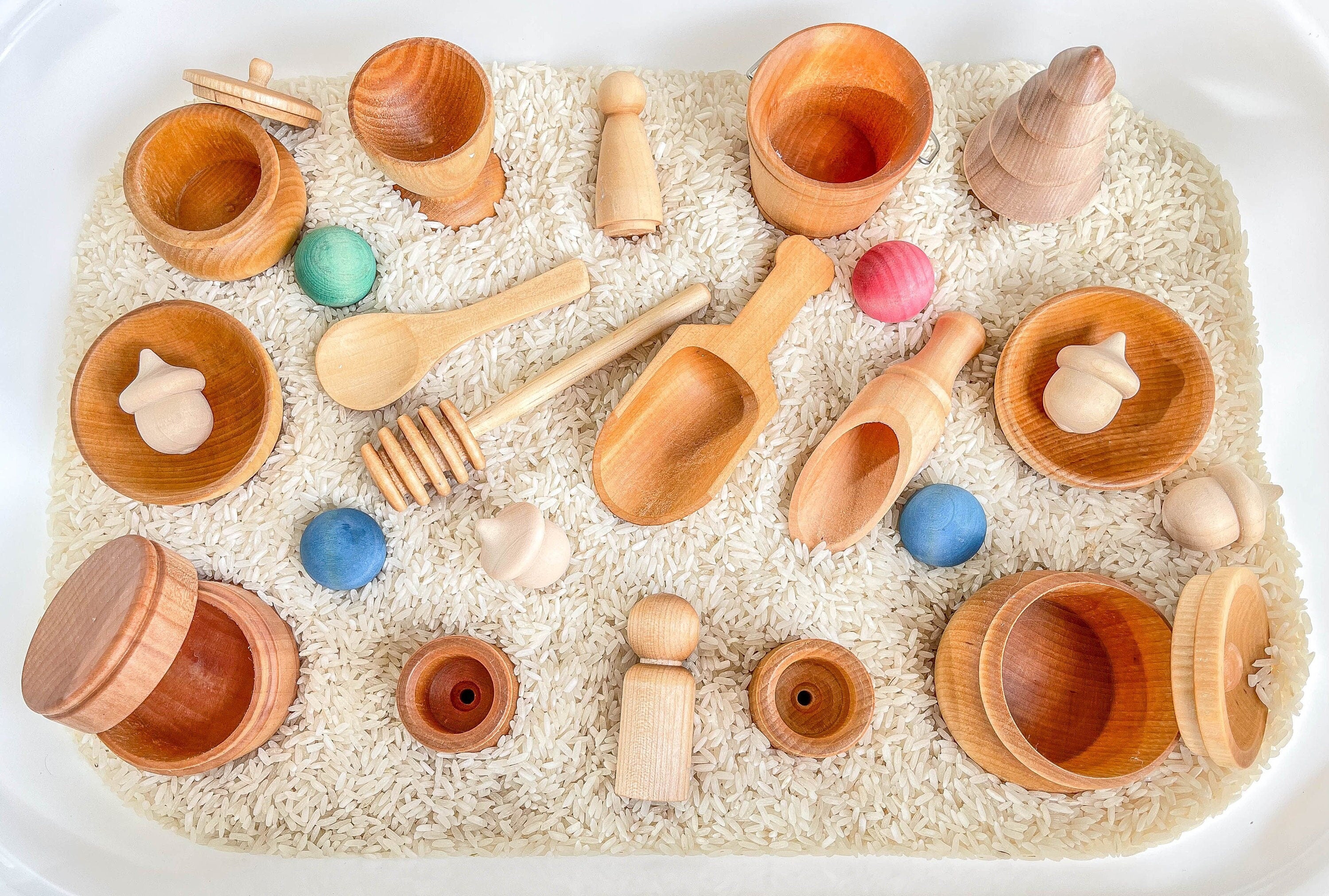 Deluxe Set of Sensory Bin Tools, Small Wooden Tools, Sensory Tools, Montessori